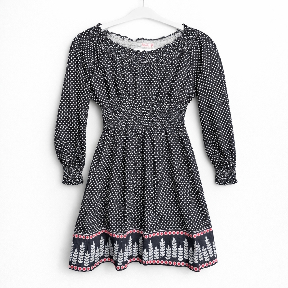 Kit+Lili long Sleeve Smocked Lined Boho Dress Girls Size 8